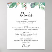 Kleurrijk Tropisch Bloemstuk Bruiloft Dranken Menu Poster (Voorkant)