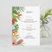 Kleurrijk Tropisch Bloemstuk Bruiloftsmenu Menu (Staand voorkant)