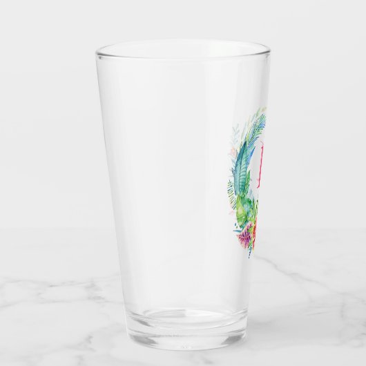 Kleurrijk tropisch borstmonogram glas (Rechts)