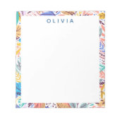 Kleurrijk tropisch botanisch patroon op maat notitieblok (Voorkant)