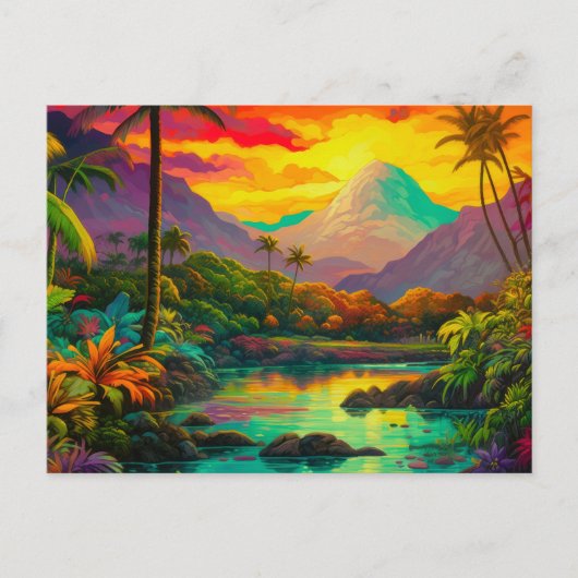 Kleurrijk tropisch eilandparadijs briefkaart (Voorkant)