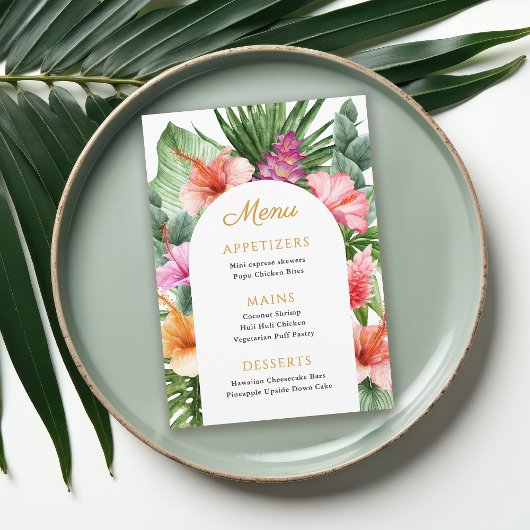 Kleurrijk Tropisch Feest- en Luau-menu Menu
