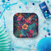 Kleurrijk tropisch flessenpatroon papieren bordje (Feest)