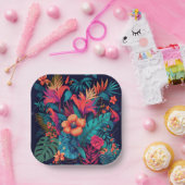 Kleurrijk tropisch flessenpatroon papieren bordje (Feest)