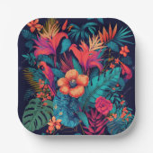 Kleurrijk tropisch flessenpatroon papieren bordje (Voorkant)