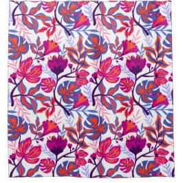 Kleurrijk, tropisch Floral patroon Douchegordijn