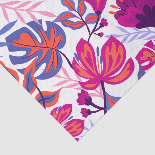 Kleurrijk, tropisch Floral patroon Tissuepapier (Detail)