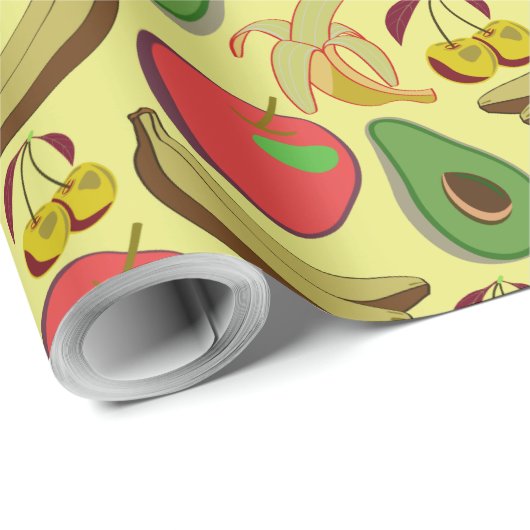 Kleurrijk tropisch fruit naadloos patroon cadeaupapier (Rol Hoek)