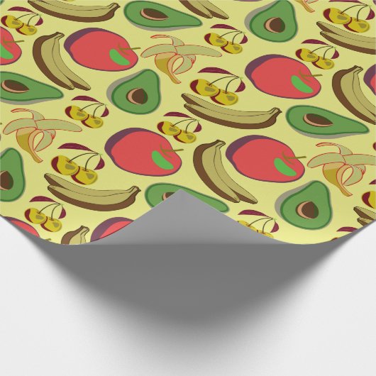 Kleurrijk tropisch fruit naadloos patroon cadeaupapier (Hoek)