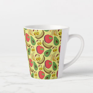 Kleurrijk tropisch fruit naadloos patroon latte mok