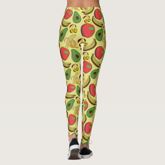 Kleurrijk tropisch fruit naadloos patroon leggings (Achterkant)
