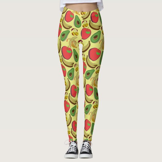 Kleurrijk tropisch fruit naadloos patroon leggings (Voorkant)