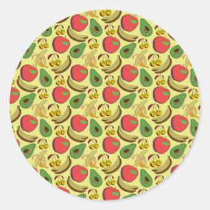 Kleurrijk tropisch fruit naadloos patroon ronde sticker
