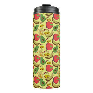 Kleurrijk tropisch fruit naadloos patroon thermosbeker