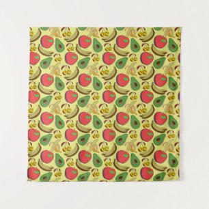 Kleurrijk tropisch fruit naadloos patroon wandkleed