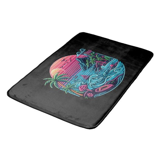 Kleurrijk. Tropisch/Hawaïaans neon Badmat (Gekanteld)