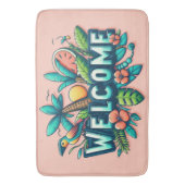 Kleurrijk Tropisch/Hawaïaans welkom Badmat (Voorkant Verticaal)