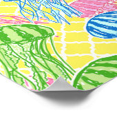 Kleurrijk tropisch kwallenpatroon poster (Hoek)