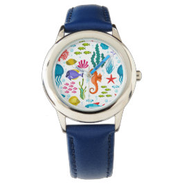 Kleurrijk tropisch leven en dierpatroon horloge