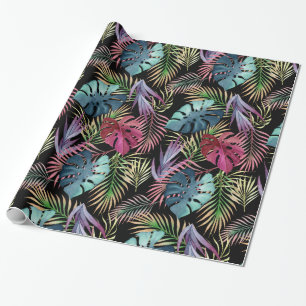 Kleurrijk Tropisch Lofwerk Botanisch Patroon Cadeaupapier