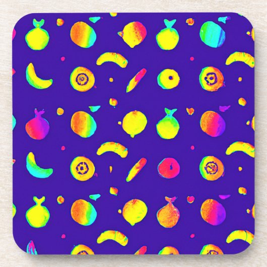 Kleurrijk Tropisch Neon Fruit Patroon Bier Onderzetter (Voorkant)