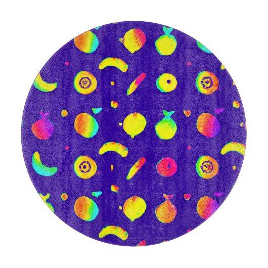 Kleurrijk Tropisch Neon Fruit Patroon Snijplank (Voorkant)