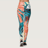 Kleurrijk tropisch oerwoud blad patroon. leggings (Achterkant)