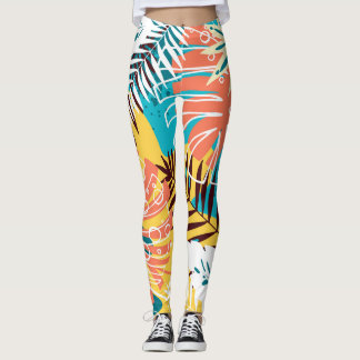 Kleurrijk tropisch oerwoud blad patroon. leggings