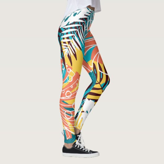 Kleurrijk tropisch oerwoud blad patroon. leggings (Rechts)