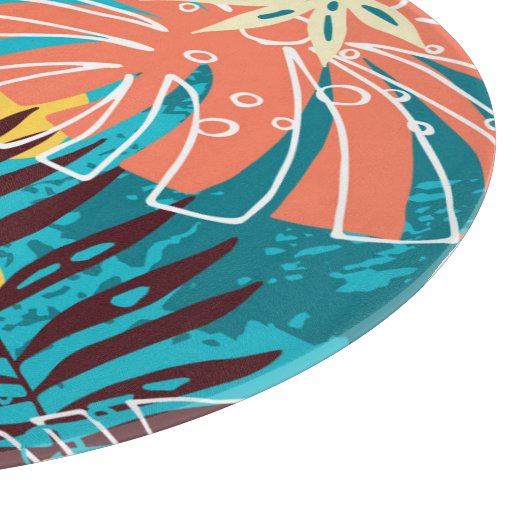 Kleurrijk tropisch oerwoud blad patroon. snijplank (Hoek)