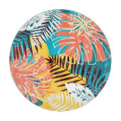 Kleurrijk tropisch oerwoud blad patroon. snijplank (Voorkant)