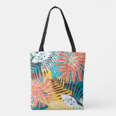 Kleurrijk tropisch oerwoud blad patroon. tote bag (Achterkant)