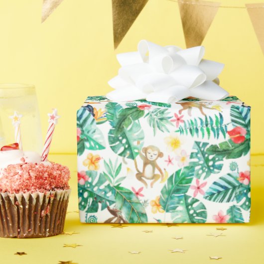 Kleurrijk Tropisch Oerwoud Dieren Patroon Cadeaupapier (Verjaardagsfeest)