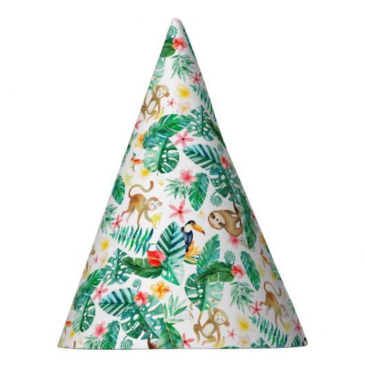 Kleurrijk Tropisch Oerwoud Dieren Patroon Feesthoedjes (Rechts)