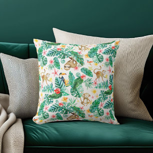 Kleurrijk Tropisch Oerwoud Dieren Patroon Kussen