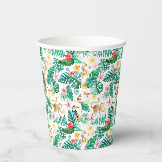 Kleurrijk Tropisch Oerwoud Dieren Patroon Papieren Bekers (Rechts)