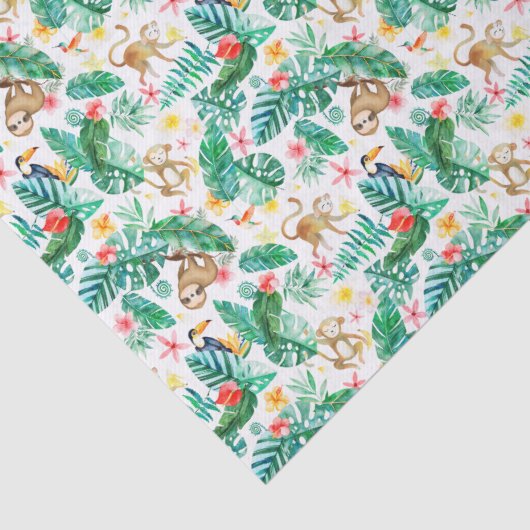 Kleurrijk Tropisch Oerwoud Dieren Patroon Tissuepapier (Detail)