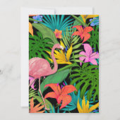 Kleurrijk tropisch ontwerp — flamingo en palmblade feestdagenkaart (Voorkant)