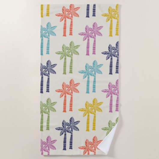Kleurrijk tropisch palmboompatroon strandlaken (Voorkant)