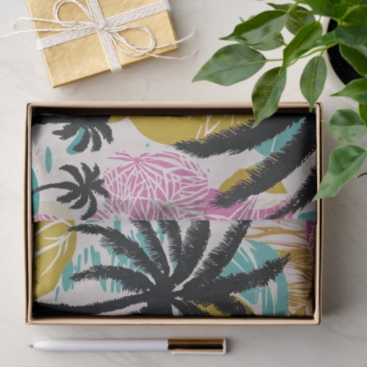 Kleurrijk tropisch palmboompatroon tissuepapier (Geschenk)