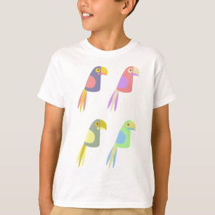 Kleurrijk tropisch papegaaienpatroon t-shirt
