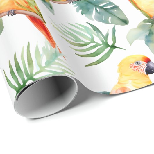 Kleurrijk tropisch papegaaipatroon cadeaupapier (Rol Hoek)