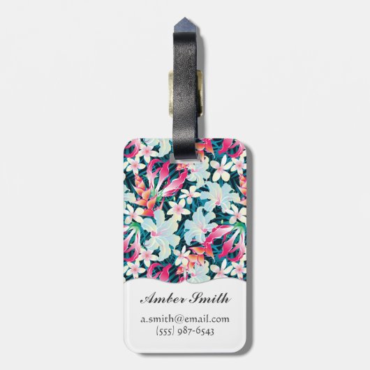 Kleurrijk tropisch patroon bagagelabel (Achterkant verticaal)