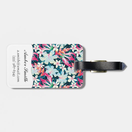 Kleurrijk tropisch patroon bagagelabel (Achterkant horizontaal)