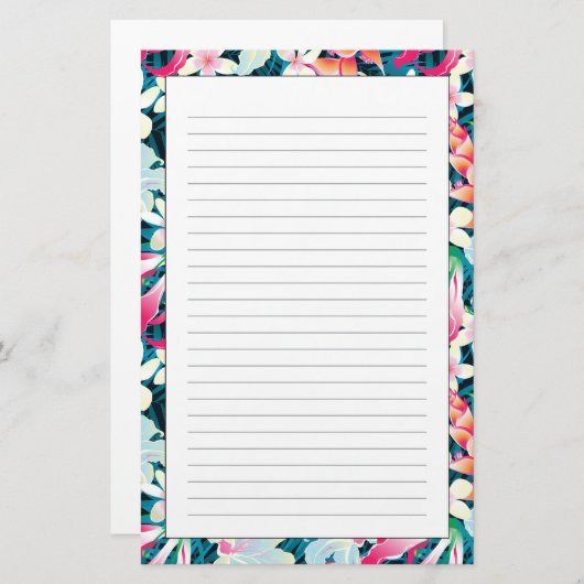 Kleurrijk tropisch patroon briefpapier (Voorkant / Achterkant)