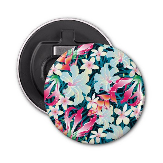 Kleurrijk tropisch patroon button flesopener (Voorkant)