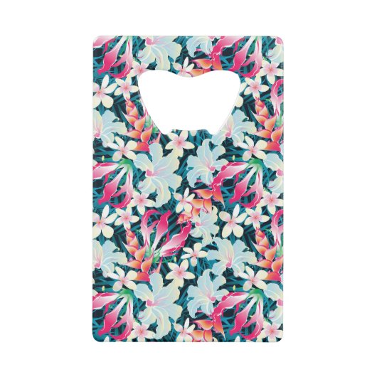 Kleurrijk tropisch patroon creditkaart flessenopener (Voorkant)