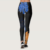 Kleurrijk tropisch patroon donker gebladerte leggings (Achterkant)