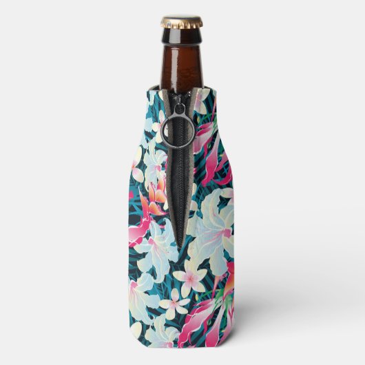 Kleurrijk tropisch patroon flesjeskoeler (Fles Achterkant)