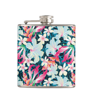 Kleurrijk tropisch patroon heupfles